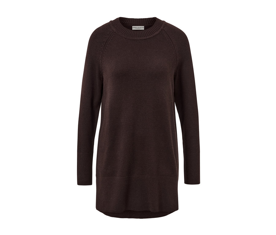 Long pull en maille, marron foncé.