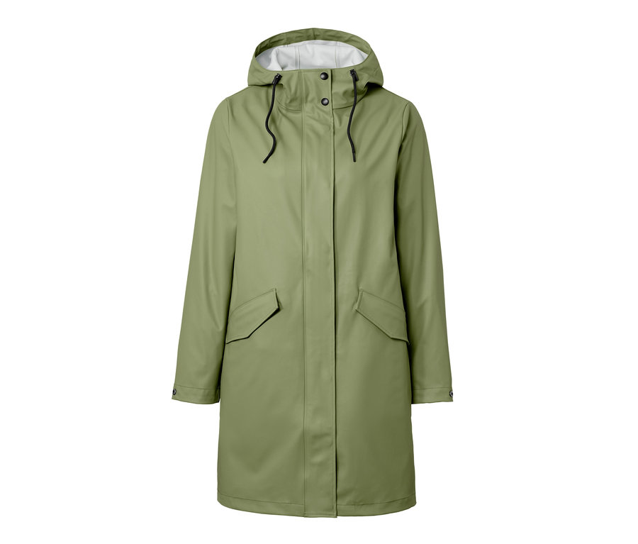 Parka de pluie « ciré » verte avec capuche.