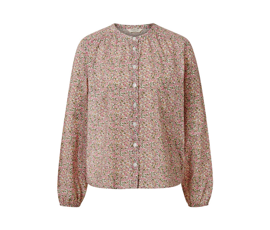Chemisier à fleurs à manches longues avec boutons.