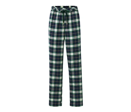 Pantalon relax en flanelle vert à carreaux avec cordon de serrage.