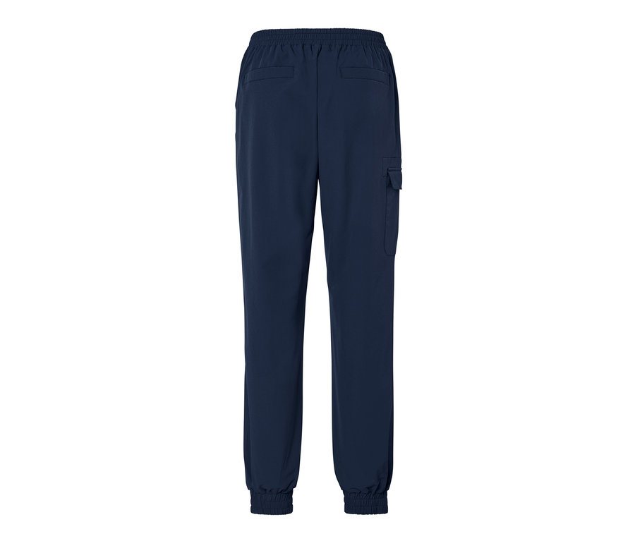 Pantalon de jogging en softshell bleu marine sur fond blanc.