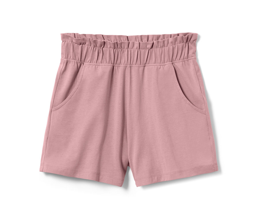Shorts en jersey rose pour enfant avec taille élastique.