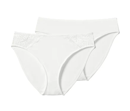 Deux slips blancs, lot de 2, se chevauchent.