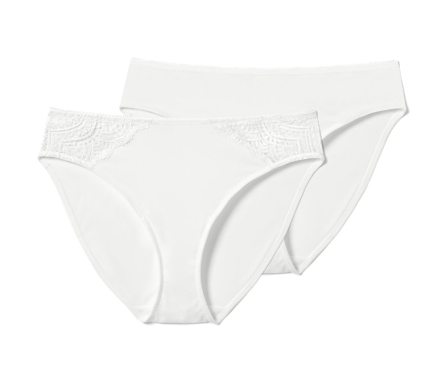 Deux slips blancs, lot de 2, se chevauchent.