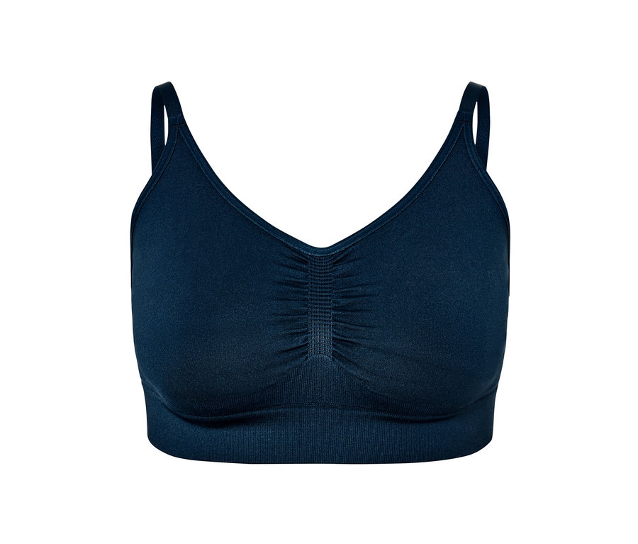 Gros plan d'une brassière de sport sans coutures.