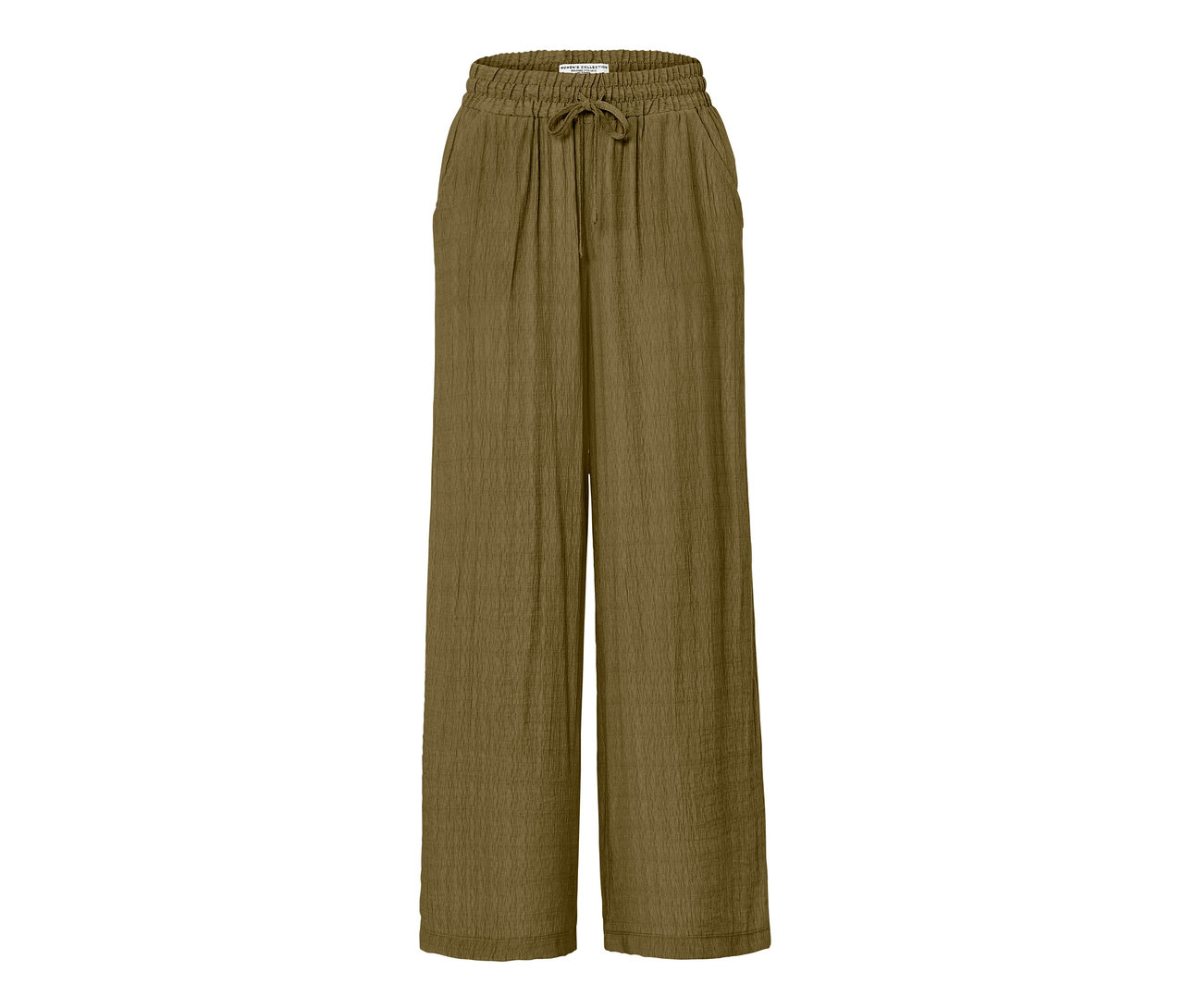 Pantalon à taille élastique olive avec cordon de serrage.