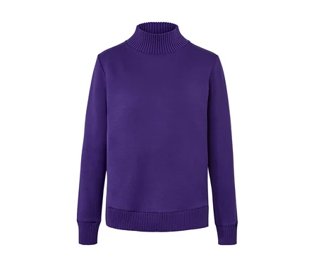 Sweatshirt violet avec col montant.
