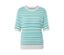 Pull en maille fine rayé turquoise.