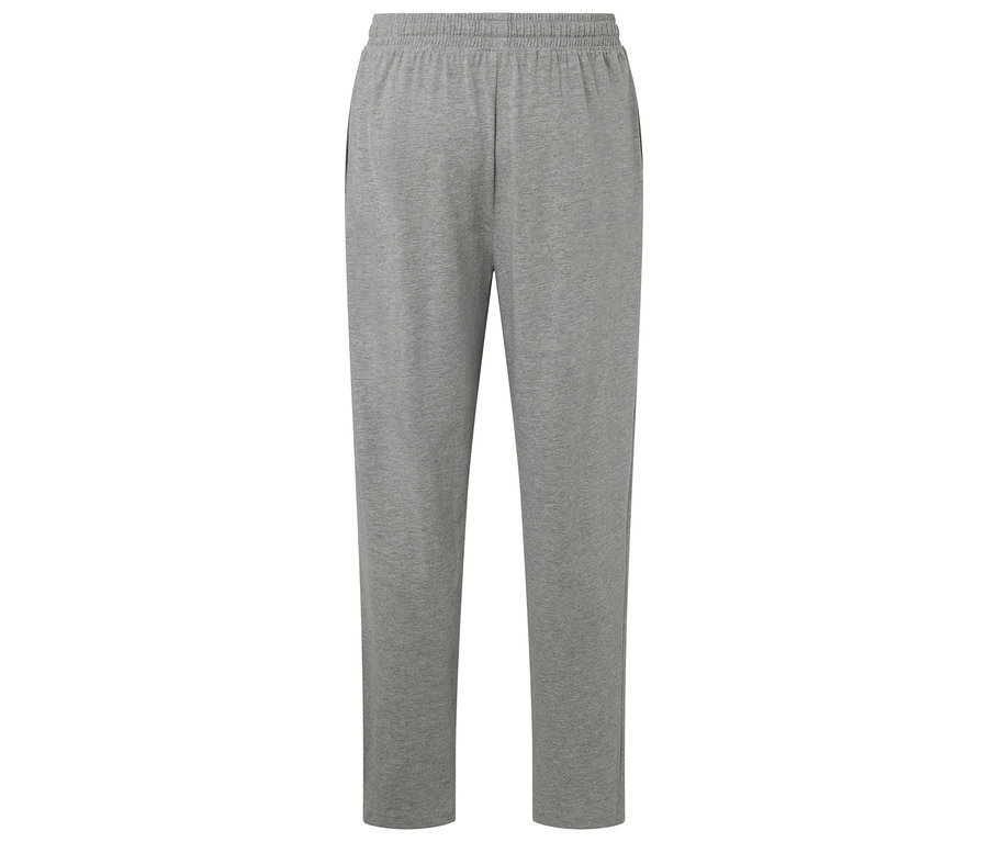 Pantalon de survêtement gris avec taille élastique.