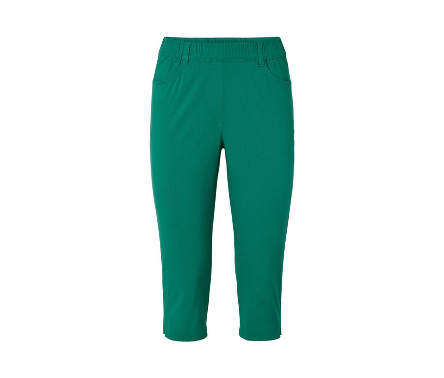 Pantalon 3/4 en bengaline vert.