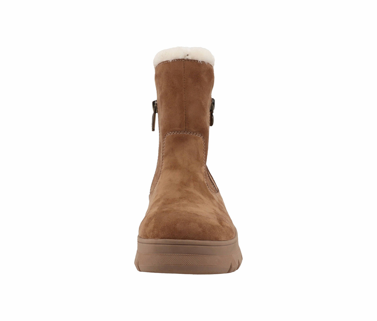 Botte en cuir marron avec fourrure.