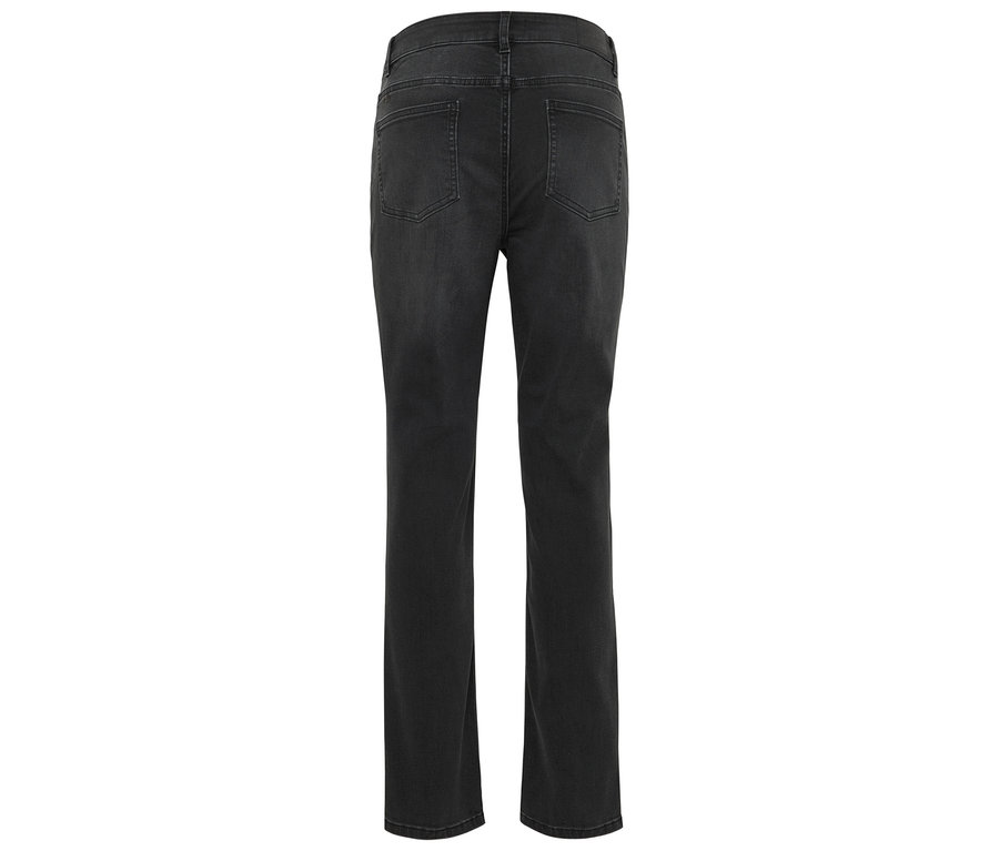 Vue arrière d'un jean foncé.