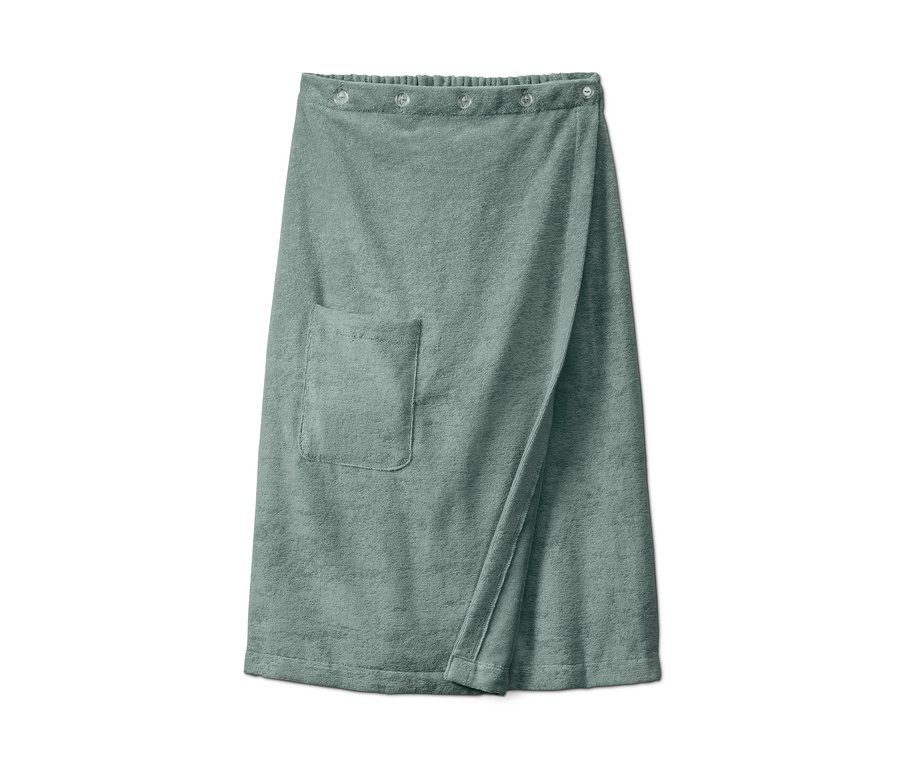 Un kilt de sauna vert avec une poche.