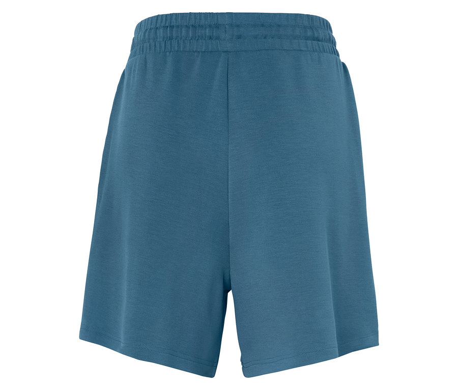 Short de sport bleu avec taille élastique.