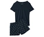 Pyjashort bleu marine à pois blancs composé d'un t-shirt et d'un short.