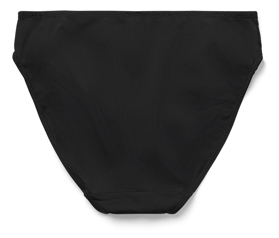 Bas de maillot de bain noir pour femme sur fond blanc.