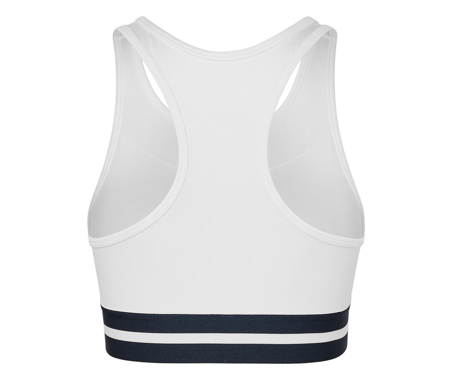 Vue détaillée de dos d'un bustier de sport blanc « Crop Top ».