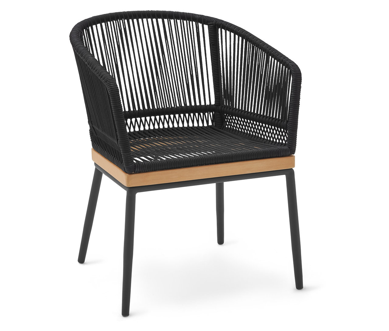 Chaise de jardin avec tressage textile.