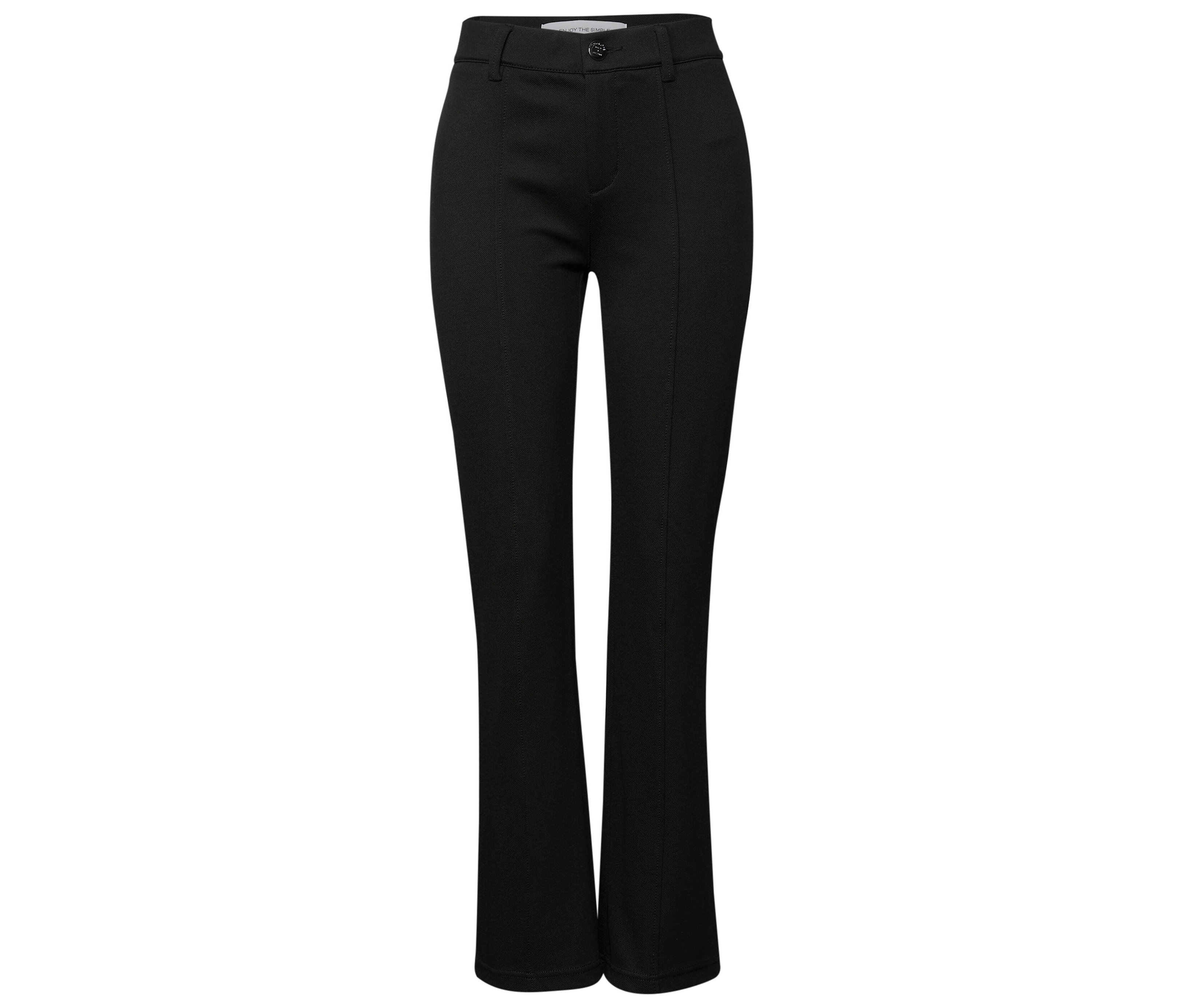 Pantalon noir bootcut Street One sur fond blanc.
