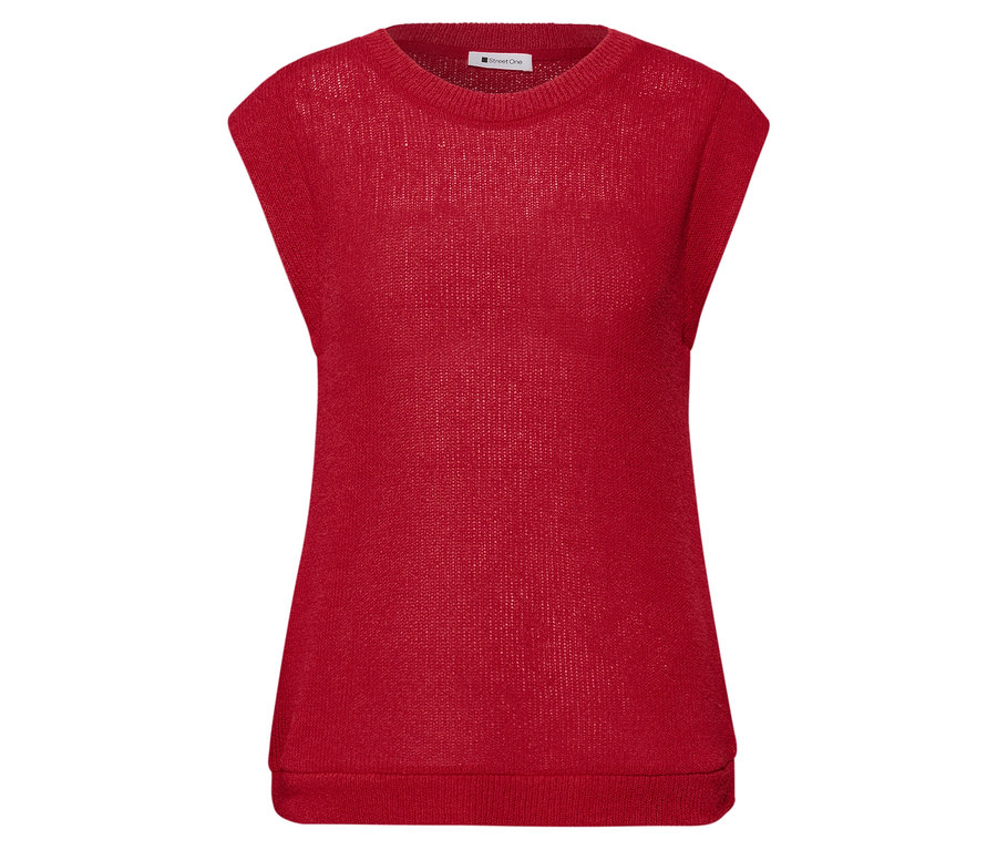 La chemise rouge Street One est sans manches et a un col rond.