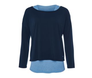 T-shirt bleu foncé<br>Top bleu chiné