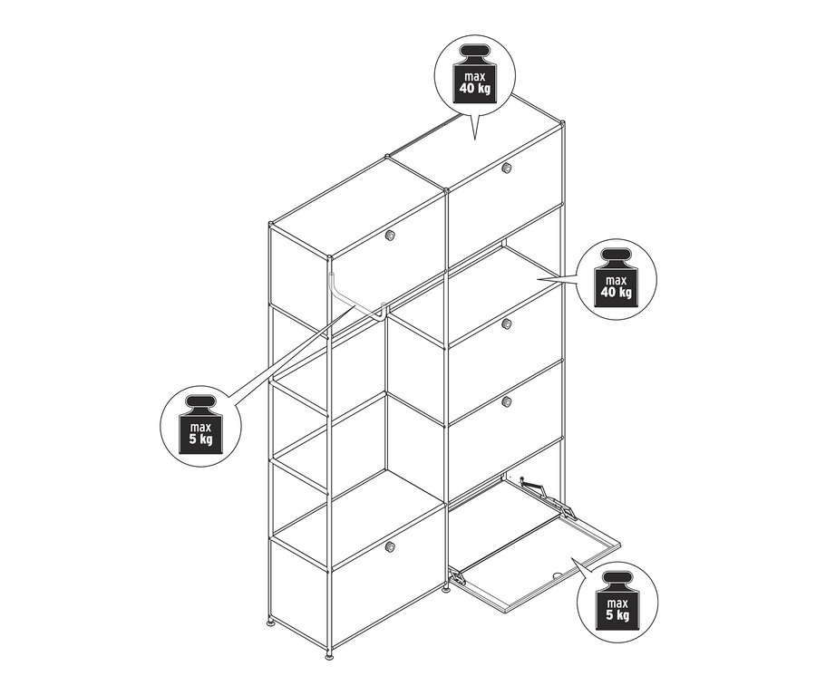 Schéma d'un système d'armoires en métal « CN3 ».