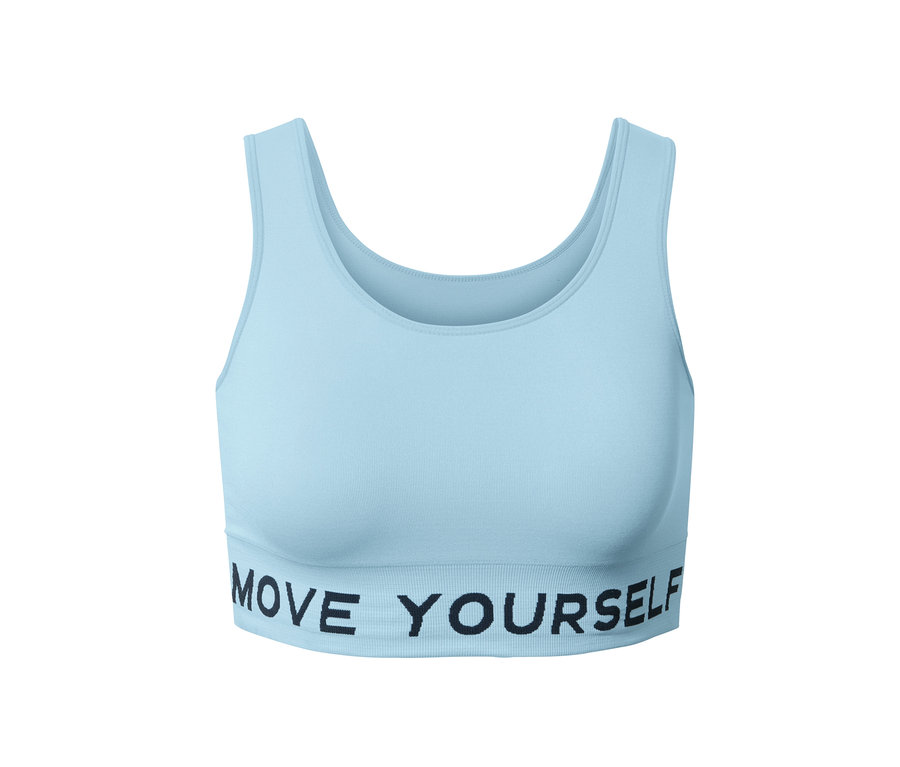 Brassière de sport sans coutures bleu clair.