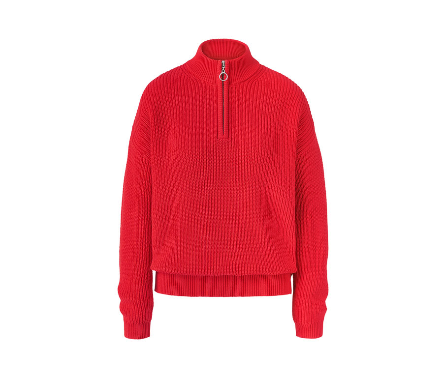 Un pull en maille rouge avec un col.