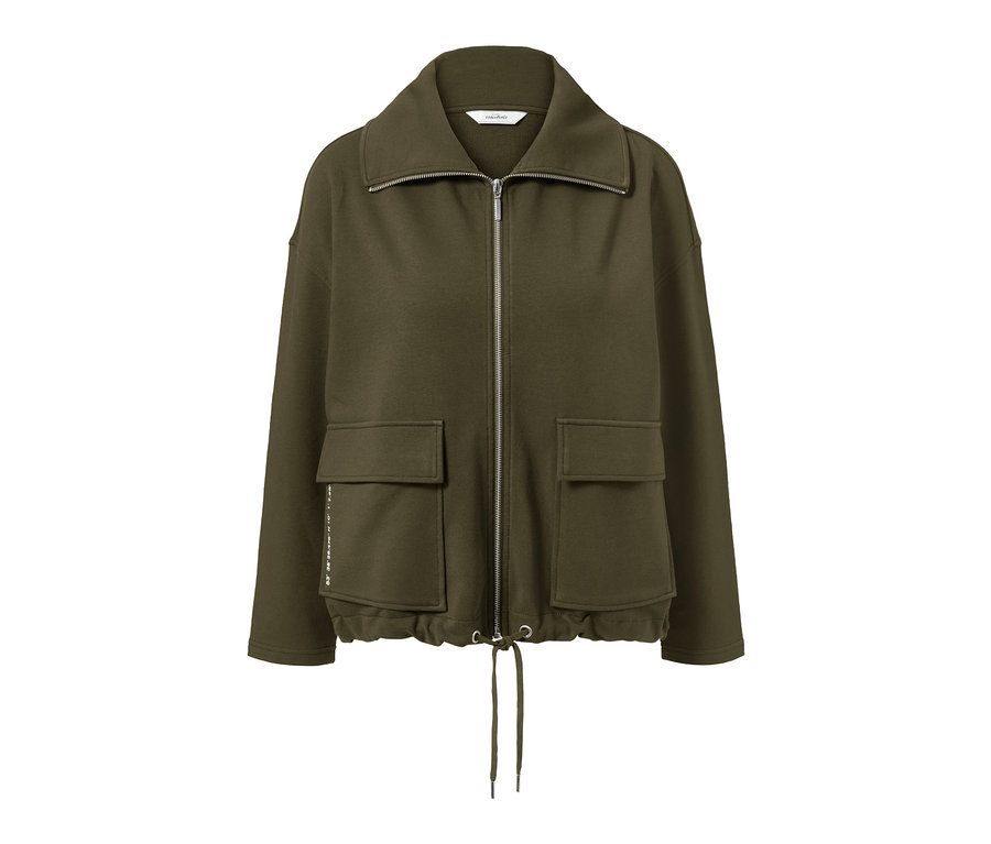 Veste molletonnée kaki zippée avec poches.