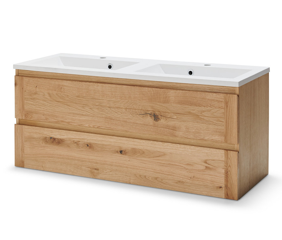 Meuble-lavabo double avec 2 tiroirs.