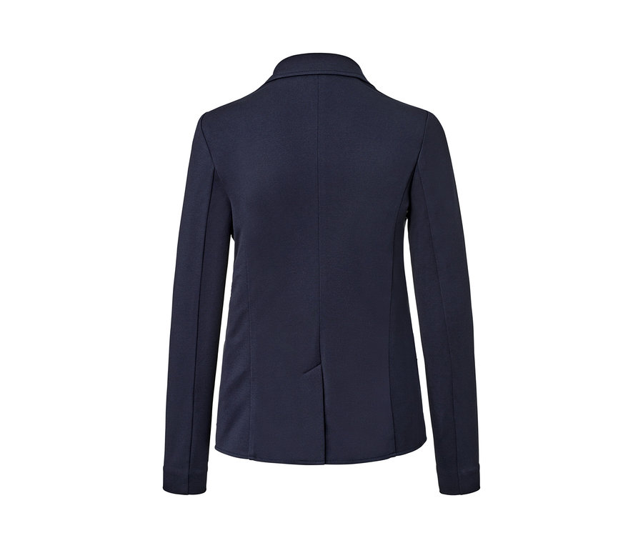 Détail du dos du blazer en jersey.