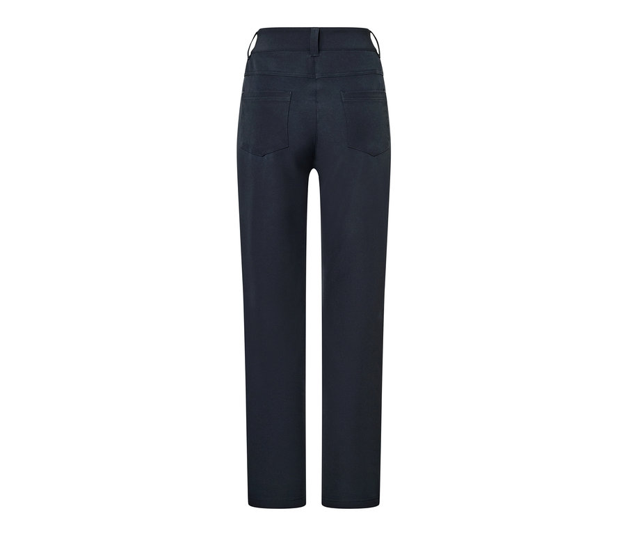 Un pantalon thermique bleu foncé vu de derrière.