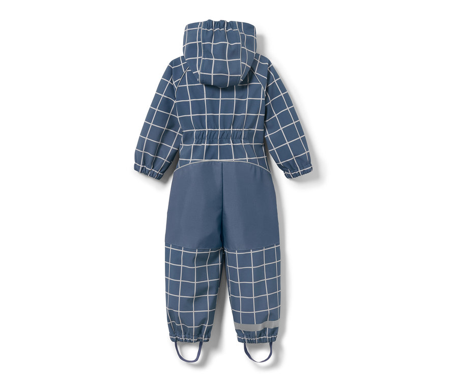 Combinaison softshell bleue à carreaux pour enfant.