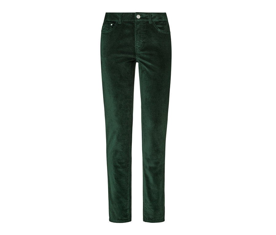 Pantalon en velours vert foncé.