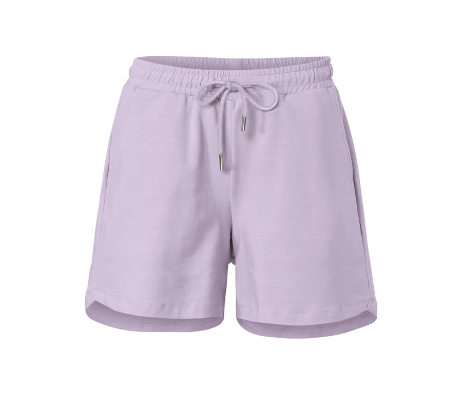 Short molletonné lilas avec cordon de serrage à la taille.