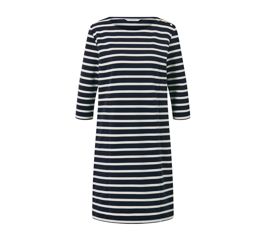 Robe molletonnée à rayures avec manches trois-quarts.