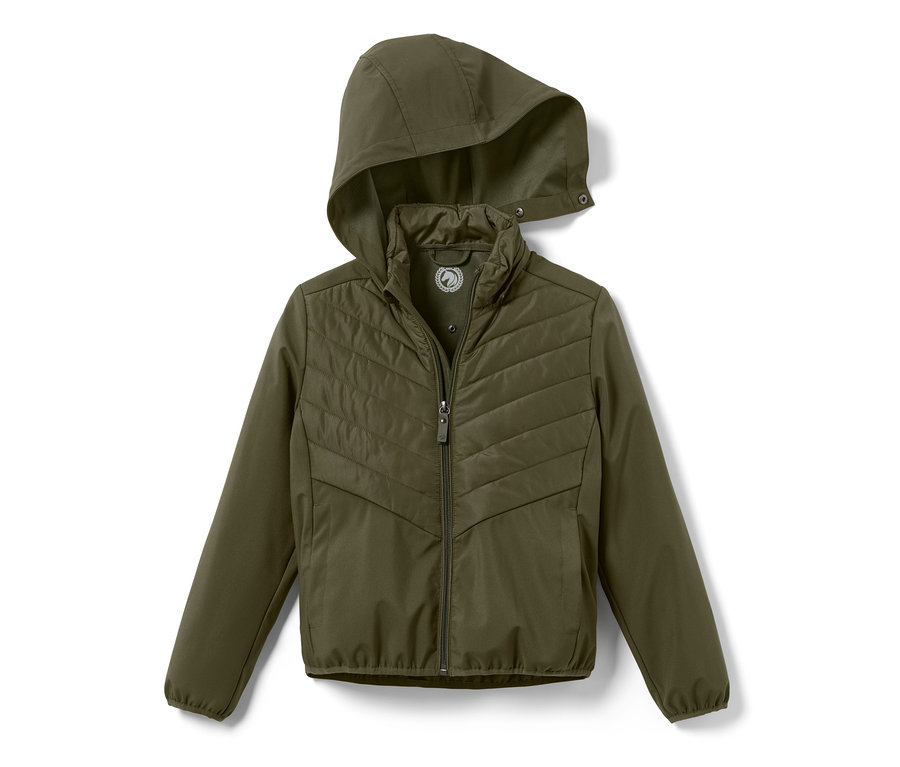 Jaquette d'équitation pour enfant verte avec fermeture éclair et capuche.