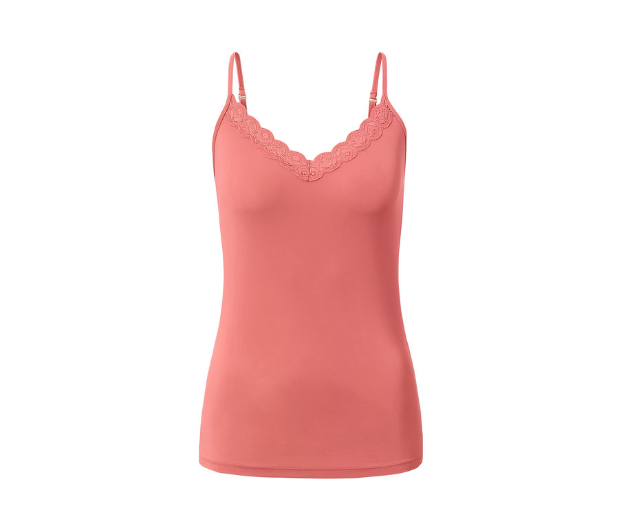 Top abricot avec bordure en dentelle.