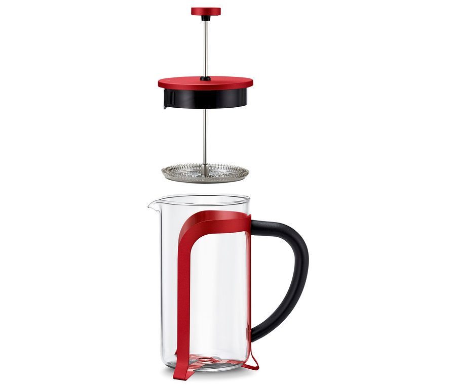 Cafetière à piston rouge de 800 ml pour 6 tasses en pièces détachées.