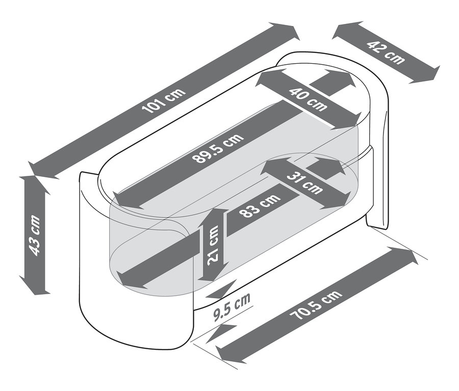 Dimensions du banc rembourré.