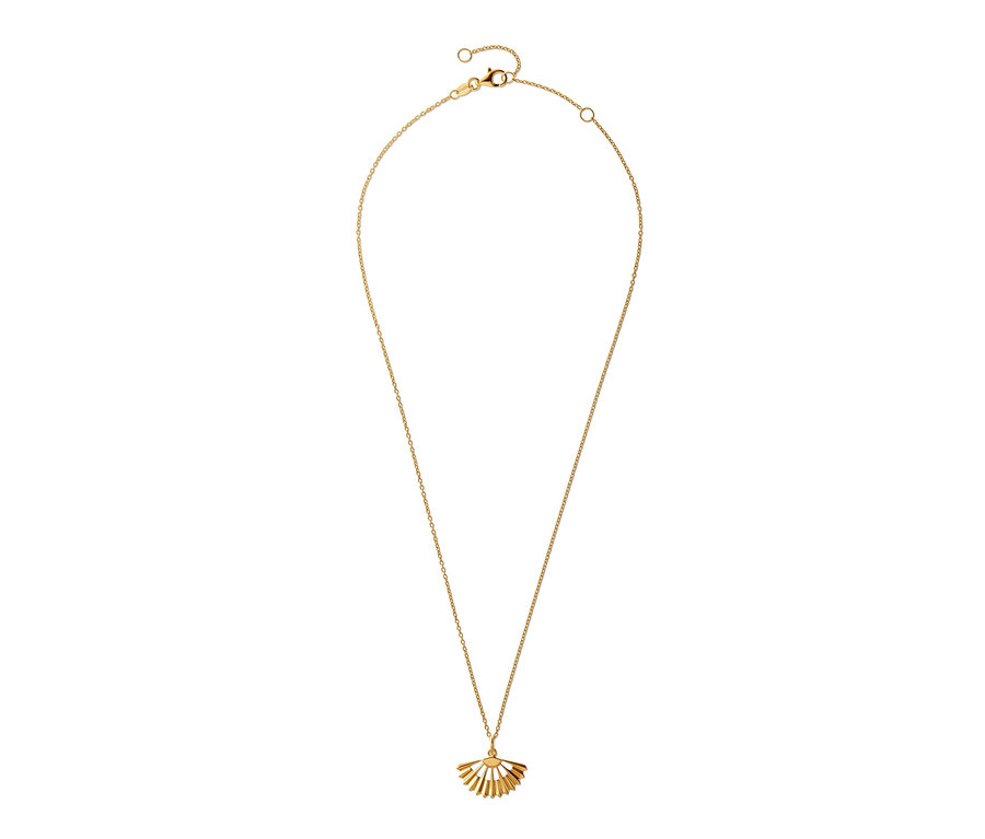 Chaîne en argent 925 dorée avec pendentif en forme d'éventail.