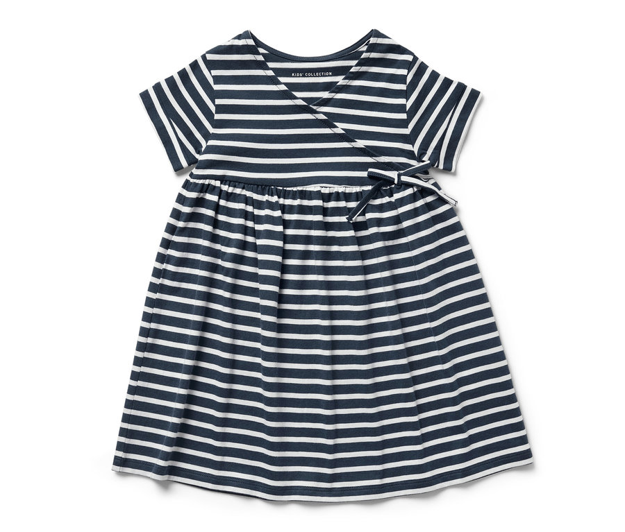 Robe en jersey rayée bleu et blanc pour enfant.