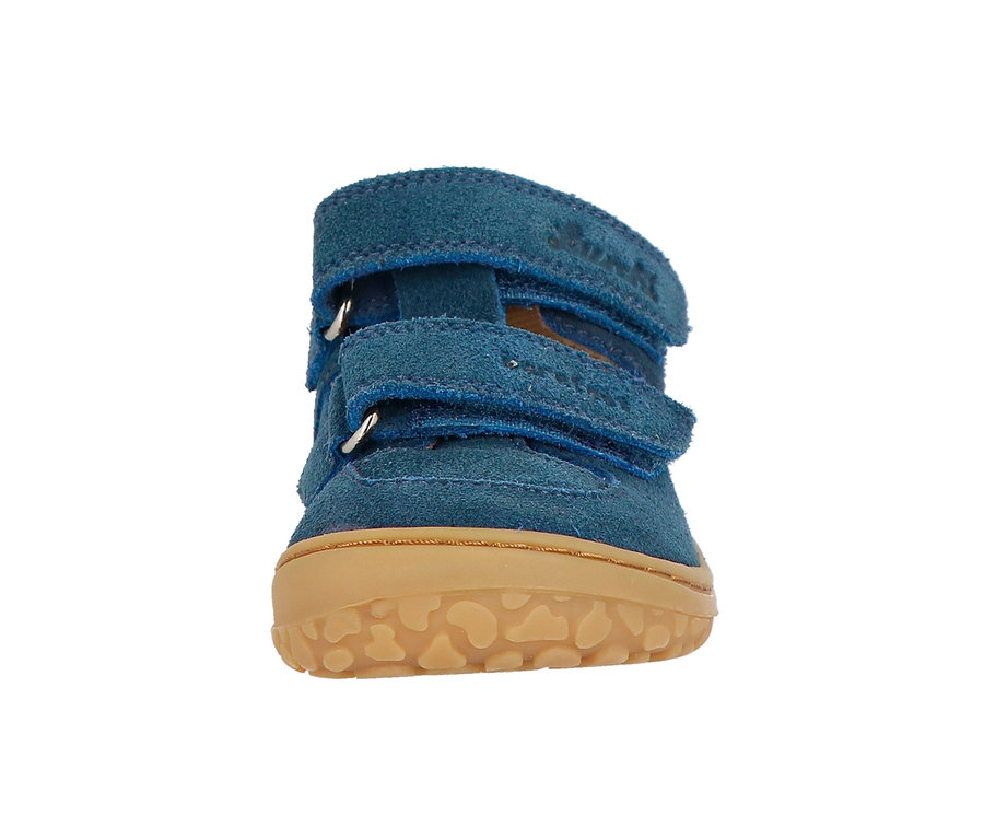 Sandale bleue Lurchi « Barefoot » avec semelle marron.
