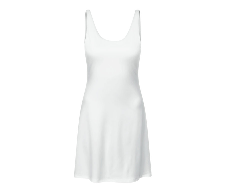 Robe de sport blanche avec cycliste.