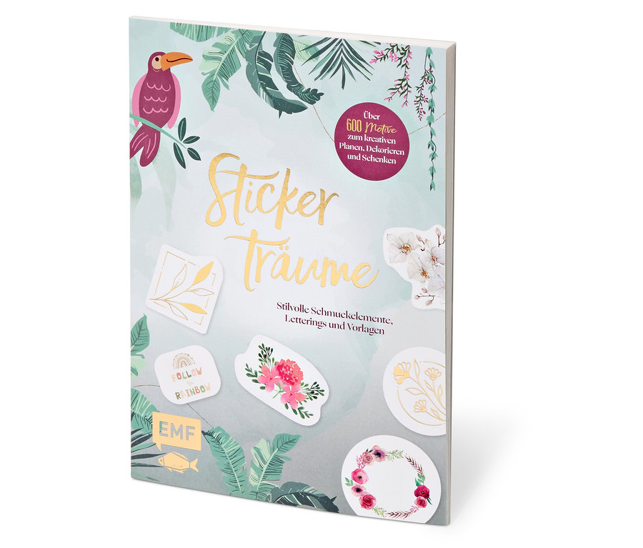 Livre « Stickerträume » (en allemand) avec différents motifs sur la couverture.