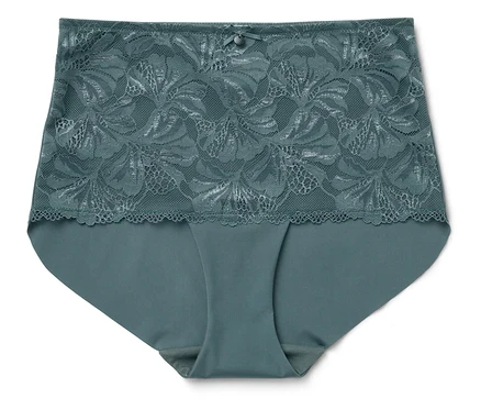 Culotte pour femmes bleue avec de la dentelle florale sur le dessus.