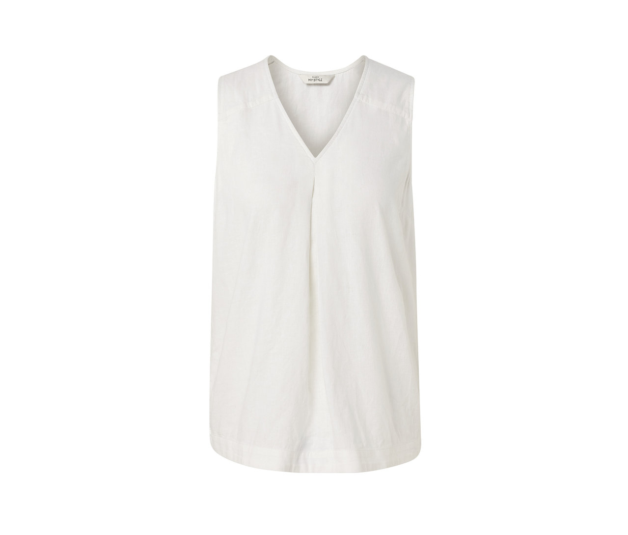 Chemisier sans manches en lin blanc.