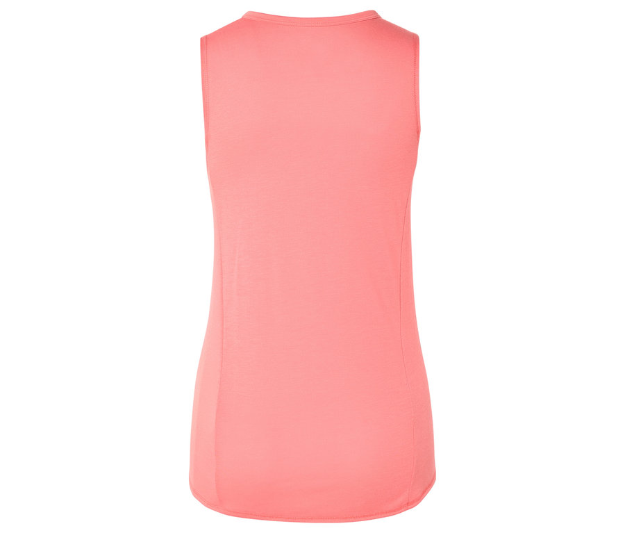 Vue arrière d'un haut sans manches corail pour femme.