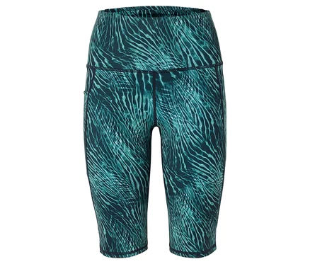 Legging Capri avec un motif abstrait bleu-vert.