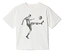 T-shirt blanc avec une illustration d'un footballeur frappant dans un ballon.